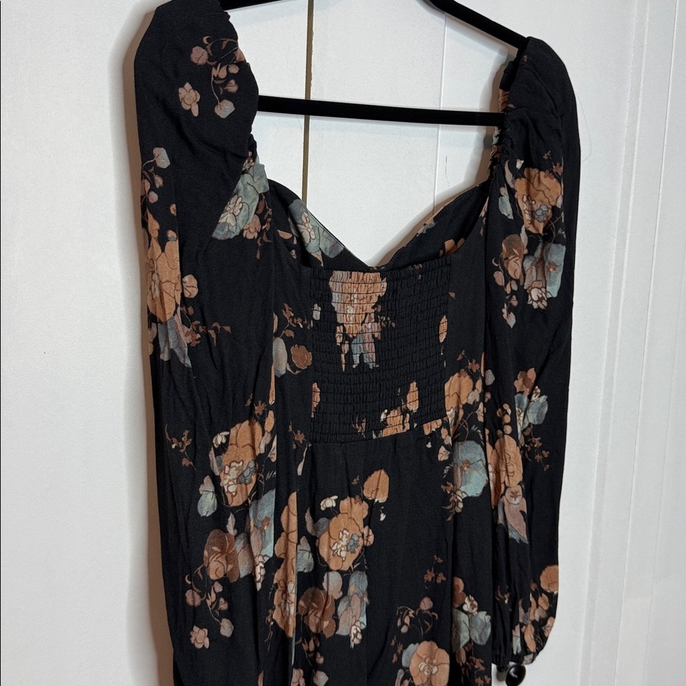 Aritzia Wilfred US6 Novella Black Floral Long Sleeve Mini Dress - Picture 5 of 8
